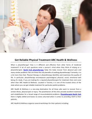 Get Reliable Physical Treatment ARC Health & Wellness