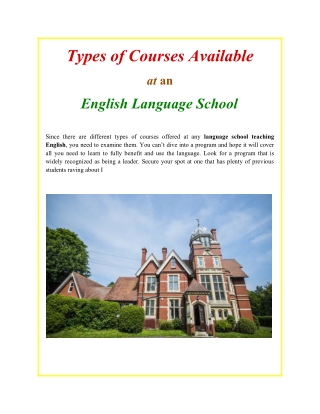 Types of Courses Available at an English Language School