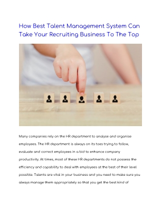 Take Your Recruiting Business To The Top using Best Talent Management System