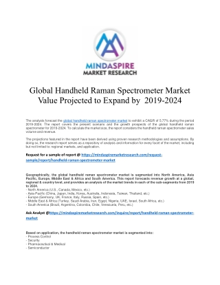 Global Handheld Raman Spectrometer Market Value Projected to Expand by 2019-2024