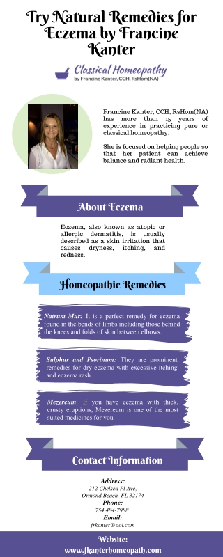 Try Natural Remedies for Eczema by Francine Kanter