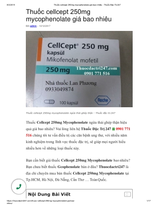 Thuoc cellcept 250mg mycophenolate - Thuoc dac tri 247