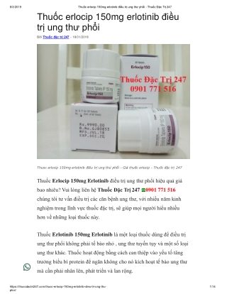 Thuoc erlocip 150mg erlotinib - Thuoc dac tri 247