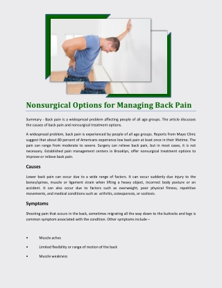 Nonsurgical Options for Managing Back Pain