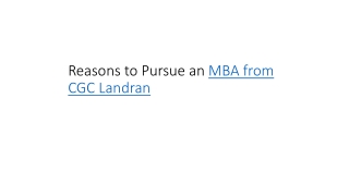 Reasons to Pursue an MBA from CGC Landran