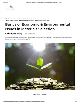 Basics of Economic & Environmental Issues in Materials Selection - Edukite