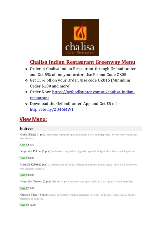 15% Off - Chalisa Indian Restaurant-Greenway - Order Food Online