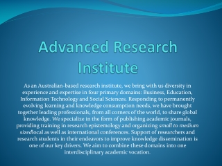 Advanced Research Institute-Apiar.org.au