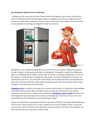 Best Refrigerator Repair Services in UAE Dubai