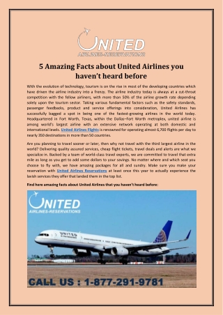 5 Amazing Facts about United Airlines You haven’t heard before