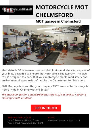 Motorcycle MOT Chelmsford