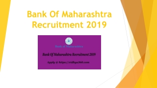 Bank Of Maharashtra Recruitment 2019, Online Apply For 43 SO Jobs