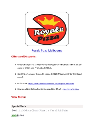 15% Off - Royale Pizza Melbourne-Melbourne - Order Food Online