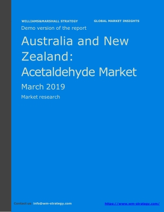 WMStrategy Demo Australia And New Zealand Acetaldehyde Market March 2019