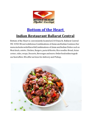 Bottom of the Heart – 10% off- Indian restaurant in ballarat, Melbourne VIC