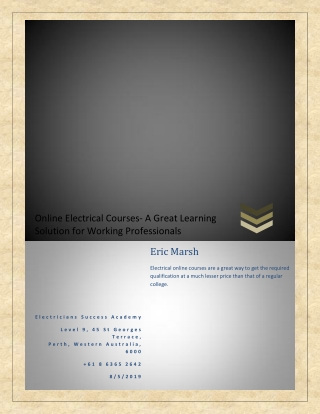 Online Electrical Courses- A Great Learning Solution for Working Professionals