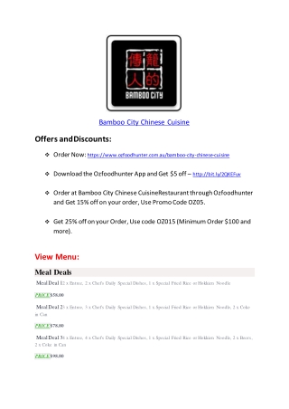 25% Off -Bamboo City Chinese Cuisine-South Yarra - Order Food Online