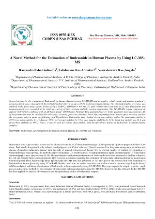 A Novel Method for the Estimation of Budesonide in Human Plasma by Using LC-MSMS