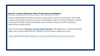 How Do I Connect My Home Phone To My Spectrum Modem?