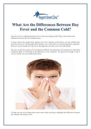 What Are the Differences Between Hay Fever and the Common Cold?