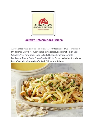 Aurora’s Ristorante and Pizzeria Order Food delivery | takeaway online
