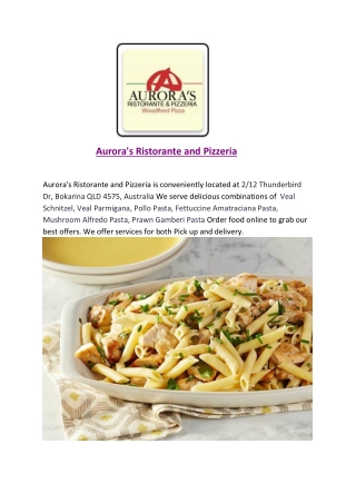 Aurora’s Ristorante and Pizzeria Order Food delivery | takeaway online