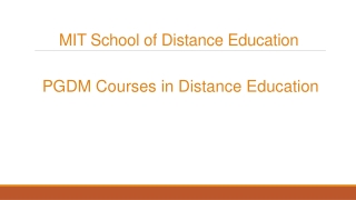 PGDM Courses in Distance Education - MIT School of Distance Education