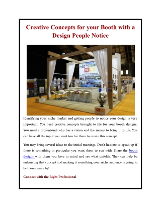 Creative Concepts for your Booth with a Design People Notice