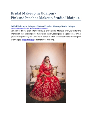 Bridal Makeup in Udaipur-PinksndPeaches Makeup Studio Udaipur.