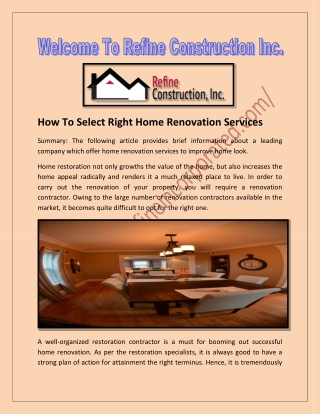 How To Select Right Home Renovation Services