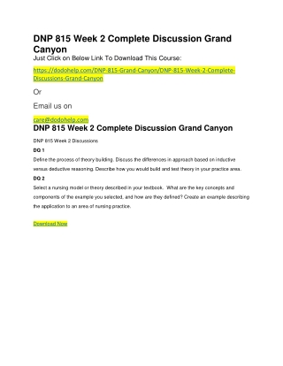 DNP 815 Week 2 Complete Discussion Grand Canyon