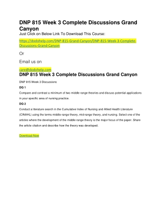 DNP 815 Week 3 Complete Discussions Grand Canyon