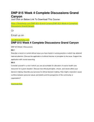 DNP 815 Week 4 Complete Discussions Grand Canyon