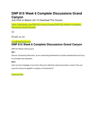 DNP 815 Week 6 Complete Discussions Grand Canyon