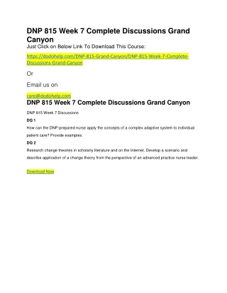 DNP 815 Week 7 Complete Discussions Grand Canyon