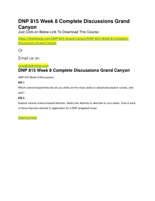 DNP 815 Week 8 Complete Discussions Grand Canyon