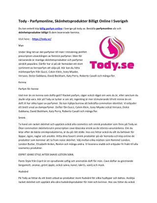 Tody - Parfymonline, Skönhetsprodukter Billigt Online I Sverige
