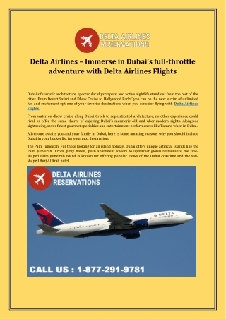 Delta Airlines – Immerse in Dubai’s full-throttle adventure with Delta Airlines Flights
