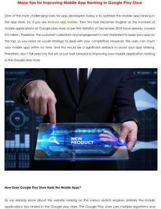 Major tips for Improving Mobile App Ranking in Google Play Store