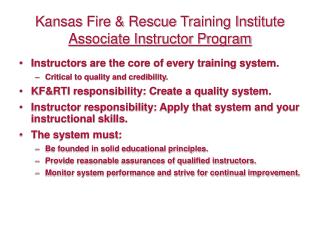 Kansas Fire &amp; Rescue Training Institute Associate Instructor Program