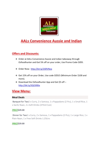 15% Off - ALs Convenience Aussie and Indian Takeaway-Labrador - Order Food Online