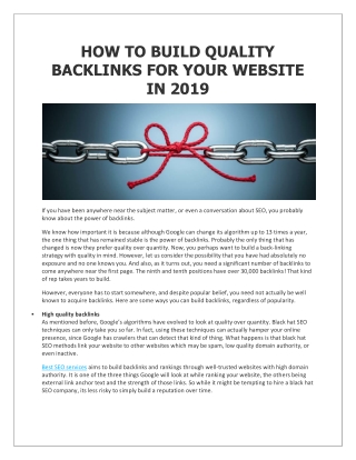 HOW TO BUILD QUALITY BACKLINKS FOR YOUR WEBSITE IN 2019