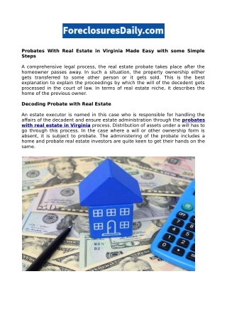 Probates With Real Estate in Virginia Made Easy with some Simple Steps
