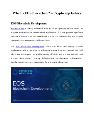 What is EOS Blockchain? – Crypto app factory