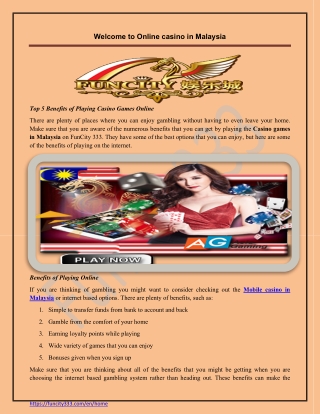 Mobile casino in Malaysia, Casino games in Malaysia