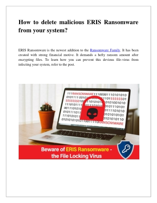 How to delete malicious ERIS Ransomware from your system?