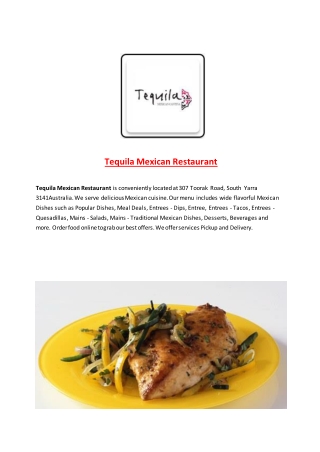 25% Off -Tequila Mexican Restaurant-South Yarra - Order Food Online