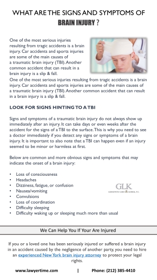 Traumatic Brain Injury Signs and Symptoms