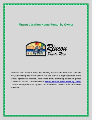 Rincon Vacation Home Rental by Owner