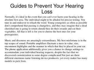 Guides to Prevent Your Hearing Loss